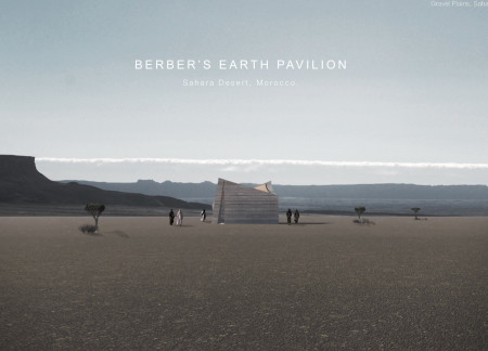 Rammed Earth's Curved Pavilion Offering Community Spaces Amidst Sahara Dunes  