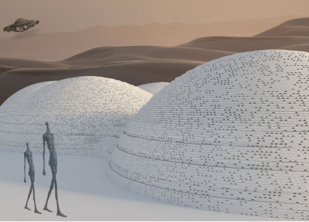 Binary Structure Crafted From Reinforced Concrete and Expansive Glass in an Egyptian Desert Setting  