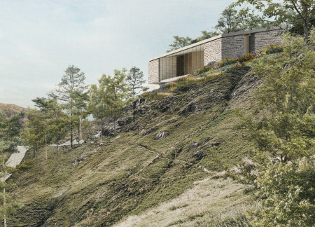 Natural Stone Facade Enhanced by Cross-Laminated Timber Creates a Serene Wellness Retreat