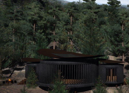 Corten Steel and Cork Panels Shaping a Tranquil Retreat in the Iberian Forest  