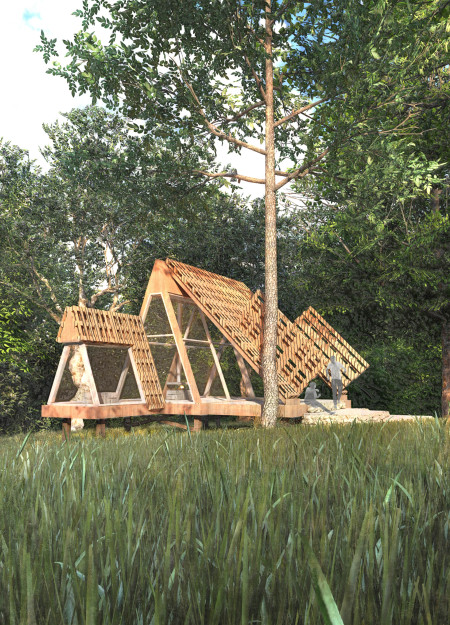Repurposed Wood And Natural Stone Create A Tranquil Meditation Retreat Elevated Above The Landscape