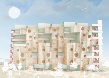 Charred Wooden Shingles and Reclaimed Timber in a Flexible Housing Model  