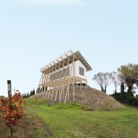 Cork Insulation and Elevated Timber Structure Enhancing Vineyard Experiences
