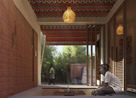 Textile-Brick Housing Utilizing Recycled Materials for Sustainable Living