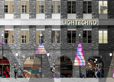 Color-Shifting Booth Constructed with Translucent Materials for Urban Engagement