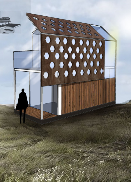 Movable Roof Over Cross-Laminated Timber Panels With Charred Wooden Shingles For Adaptive Living  