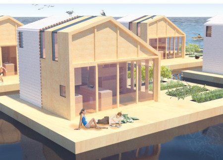 Floating Homes With Reinforced Concrete Bases and Green Roofs for Coastal Living