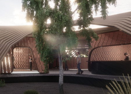 Peeling Roof Structure With Locally Sourced Timber and Spiral Garden in Icelandic Landscape