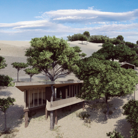 Charred Wooden Shingles and Cork Insulation Enhance Sustainable Living in a Nestled Home
