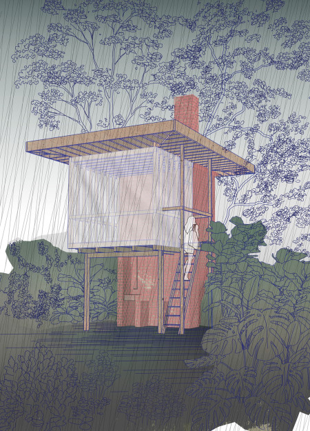 Rainwater Harvesting Structure Crafted from Cambodian Brick and Timber Framework