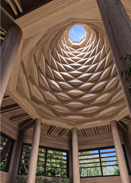 Geometric Shelter Crafted From Sustainable Timber With Natural Light Integration  