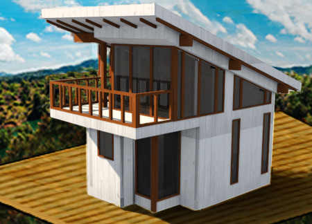Emphasizing Sustainability With Cross-Laminated Timber Panels and Charred Wooden Shingles In A Compact Living Solution  