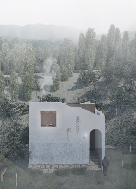 Textured Ceramic Tiles and Reclaimed Wood Shape A Retreat Surrounded by Nature