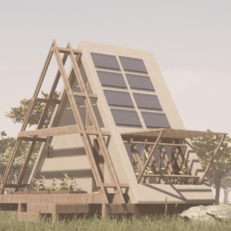 Hay-Insulated Micro-Home With Triangular Design and Natural Wood Elements