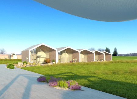 Charred Wooden Shingles and Gabled Roofs Enhancing Community Living Through Sustainable Timber Integration