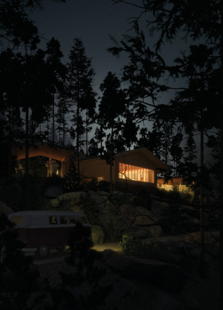 Cork Insulated Sanctuary Embracing Mountain Views with Natural Stone Pathways and Timeless Timber Elements  