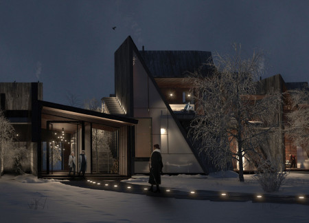Charred Wooden Shingles and Transparent Glass Blend In a Cultural Space That Celebrates Community Engagement  