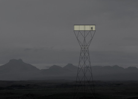 Elevated Glass Enclosure Crafted from Steel and Concrete Overlooking Icelandic Landscapes