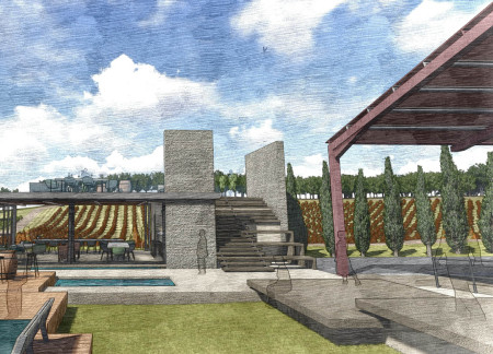 Grass-Covered Roof and Natural Stone Integration Elevate Vineyard Tasting Experience