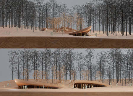 Charred Wooden Shingles and Sustainable Concrete Define A Community Columbarium in An Urban Park  
