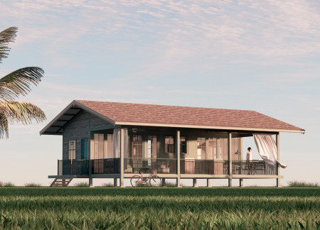 Charred Wooden Shingles and Ground Screw Foundations in Flexible Housing Solutions