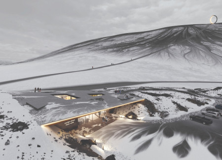 Charred Wooden Shingles and Locally Sourced Materials in a Sustainable Visitor Center Enveloped by Volcanic Landscapes