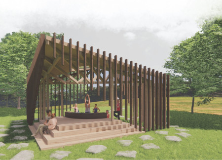 Circular Retreat Crafted From Glulam Timber Featuring Natural Stone Pathways  