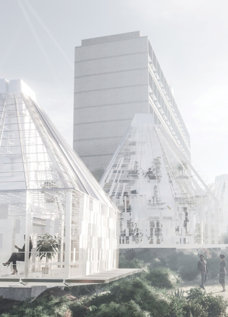 Charred Wooden Shingles and Glass Facades Creating Shared Spaces in Urban Living