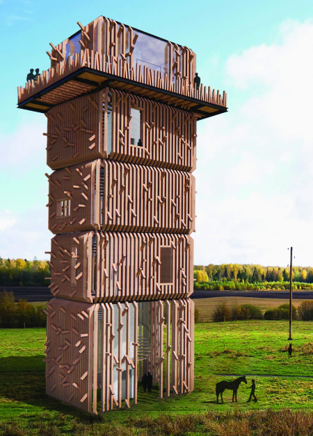 Modular Structure Emulating Hay Bales With Sustainable Timber and Concrete Core For Eco-Tourism Engagement