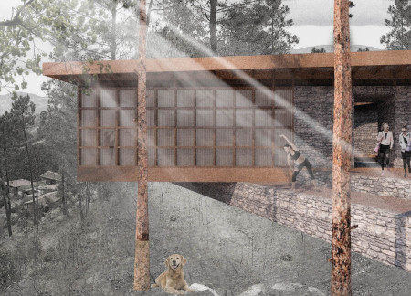 Cross-Laminated Timber Oasis With Natural Stone Elements For Mindful Practices  
