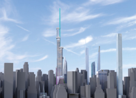 Vertical Spires of Glass and Steel Enhanced by Green Roofs and Community Spaces