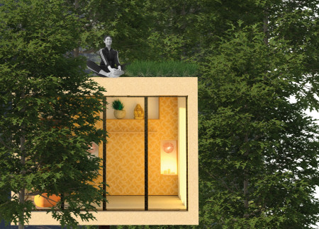 Elevated Pods Built From Cork and Reclaimed Stone Offering Forest Retreats  