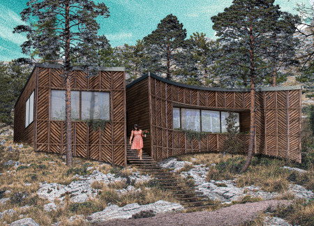 Cave-Inspired Retreat Featuring Cross-Laminated Timber and Charred Shingles for Wellness  
