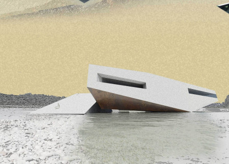 Corten-Clad Retreat Emphasizing Geometric Shapes Amidst a Natural Landscape