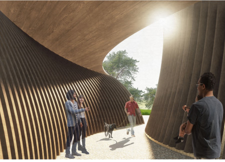 Curved Beams and Biophilic Elements Merge in a Community Retreat Crafted from Cross-Laminated Timber  