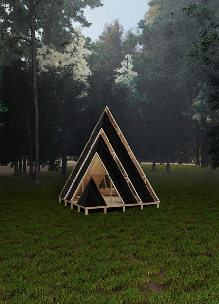 Fractal Pyramidal Structure Crafted From Local Timber and Sustainable Insulation for Reflective Meditation.