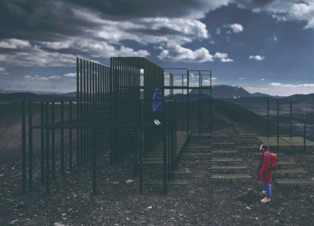Reflections of Stainless Steel Amidst Natural Landscapes in a Modular Observation Structure