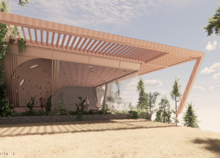 Charred Wooden Shingles and Concrete Form Create Sustainable Community Space  