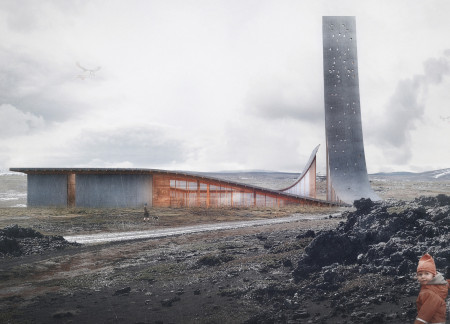 Cave-Inspired Design Featuring Reinforced Concrete and Transparent Facades for Cinematic Experience
