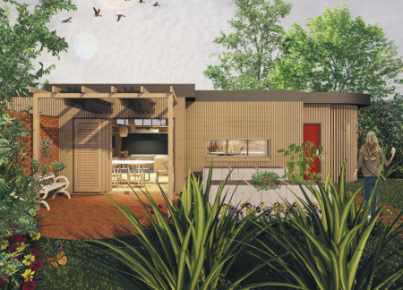 Charred Wooden Shingles and Cross-Laminated Timber Create A Harmonious Community Space  