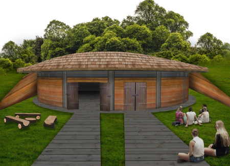 Rammed Earth Walls and Vertical Gardens Forming a Community Hub in the Portuguese Countryside