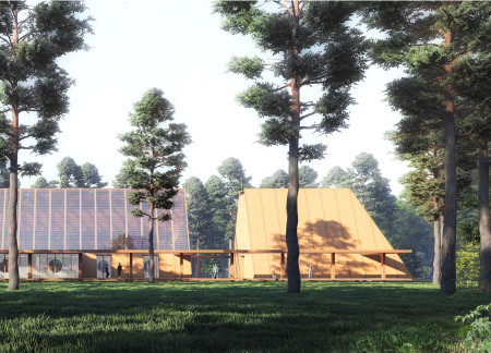 Charred Wooden Shingles and Corten Steel Create a Serene Hospice Amidst Cypress Forests