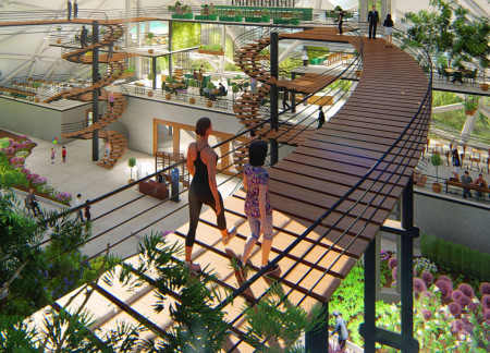Biomimetic Design Featuring Geodesic Glass and Sustainable Wood Elements in a Dining Experience  