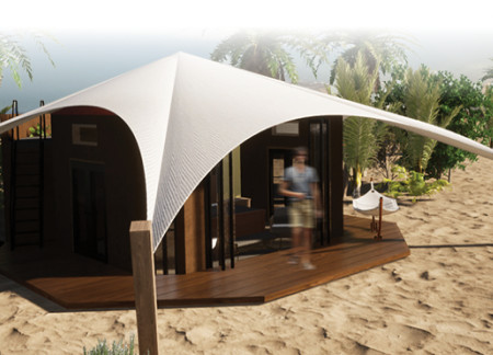 Biomimetic Textiles and Low-E Glass Create Sustainable Lodging in Desert Landscape