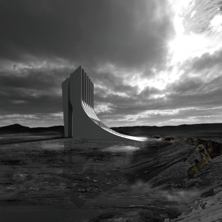 Geothermal Observation Tower Enhanced by Angular Concrete Form and Expansive Glass Facades  