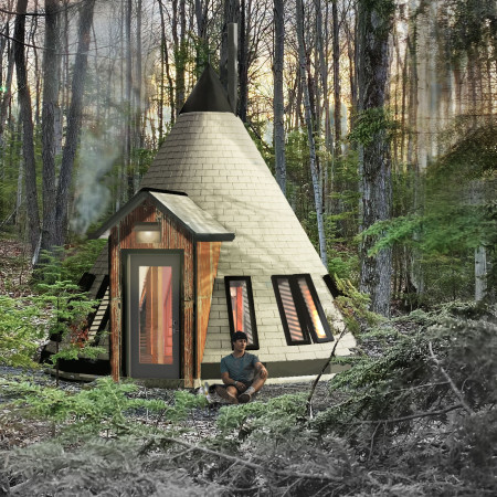 Cedar-Clad Conical Dwelling Emphasizing Natural Light in a Park Setting