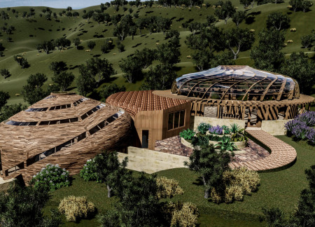 Cross-Laminated Timber Structures Enhanced by Charred Wooden Shingles in a Harmonious Community Space  