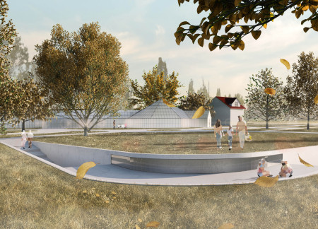 Curved Concrete Forms Embrace Natural Light in Reflective Memorial Design
