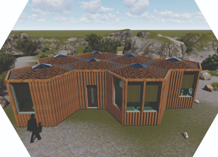 Eco-Friendly Hexagonal Residence Crafted with Cork and Galvanized Steel in Mountainous Landscape