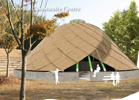 Bamboo Curves and Natural Fiber Cladding Shape A Community Hub Focused on Sustainability